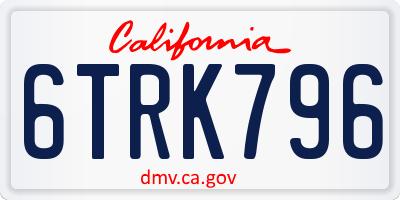 CA license plate 6TRK796