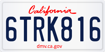 CA license plate 6TRK816