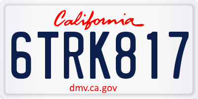 CA license plate 6TRK817