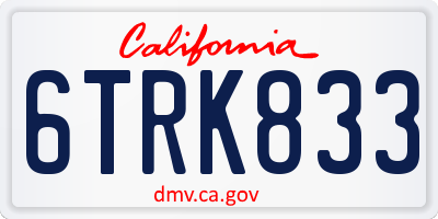 CA license plate 6TRK833