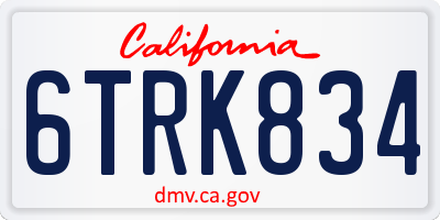CA license plate 6TRK834