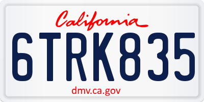 CA license plate 6TRK835