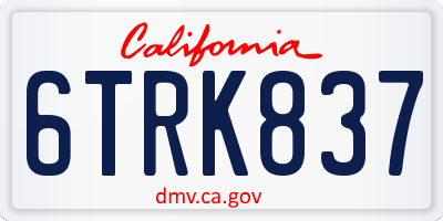 CA license plate 6TRK837