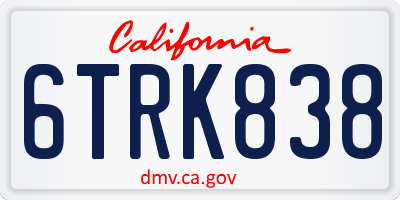 CA license plate 6TRK838