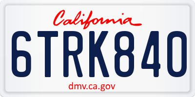 CA license plate 6TRK840