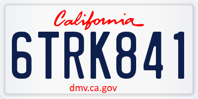 CA license plate 6TRK841