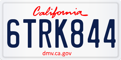 CA license plate 6TRK844