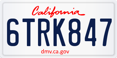 CA license plate 6TRK847