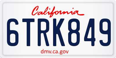 CA license plate 6TRK849