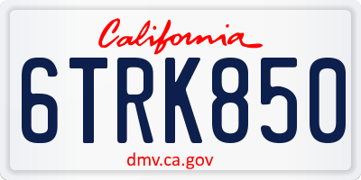 CA license plate 6TRK850