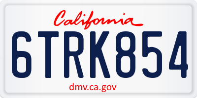 CA license plate 6TRK854