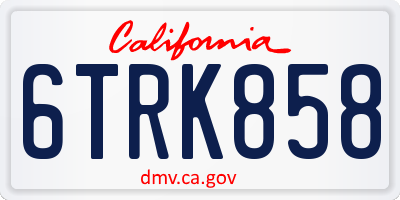 CA license plate 6TRK858