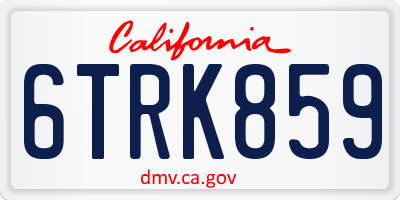 CA license plate 6TRK859