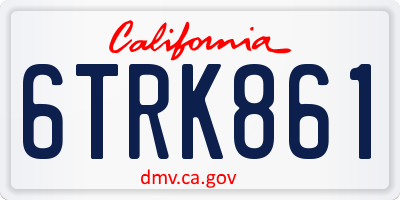 CA license plate 6TRK861