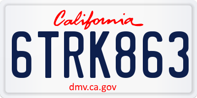 CA license plate 6TRK863