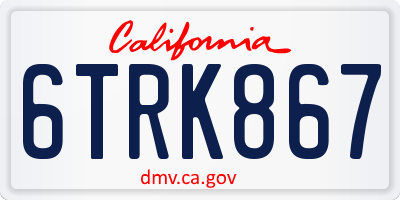 CA license plate 6TRK867