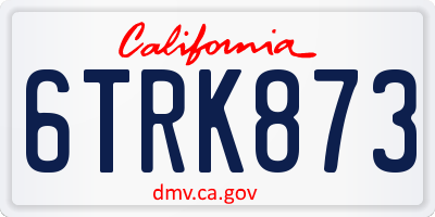 CA license plate 6TRK873