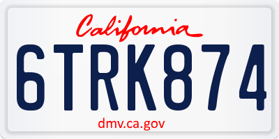 CA license plate 6TRK874