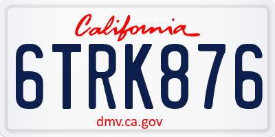 CA license plate 6TRK876