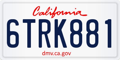 CA license plate 6TRK881