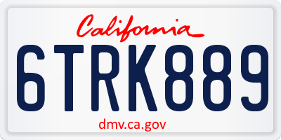CA license plate 6TRK889