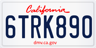 CA license plate 6TRK890