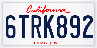 CA license plate 6TRK892
