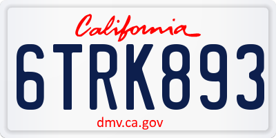 CA license plate 6TRK893