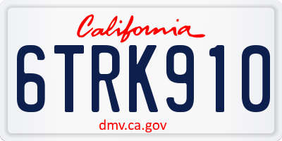 CA license plate 6TRK910