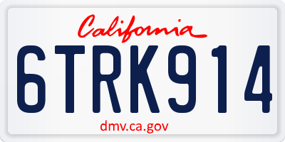 CA license plate 6TRK914