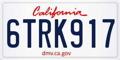 CA license plate 6TRK917