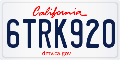 CA license plate 6TRK920