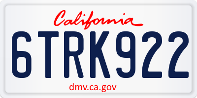 CA license plate 6TRK922