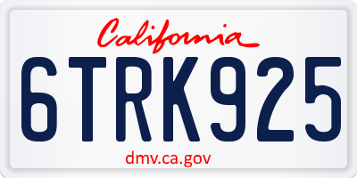 CA license plate 6TRK925