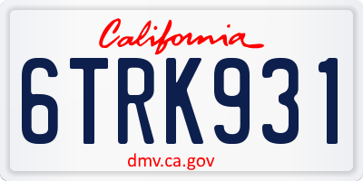 CA license plate 6TRK931