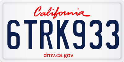 CA license plate 6TRK933