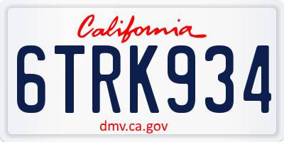 CA license plate 6TRK934