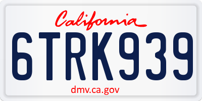 CA license plate 6TRK939
