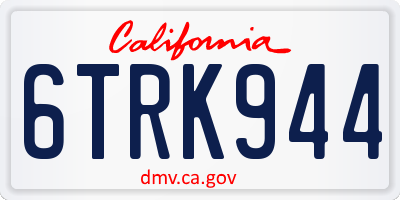 CA license plate 6TRK944