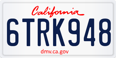 CA license plate 6TRK948
