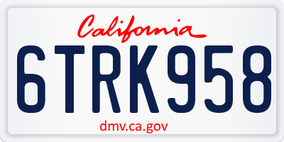 CA license plate 6TRK958