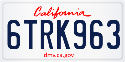 CA license plate 6TRK963