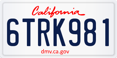 CA license plate 6TRK981