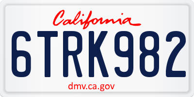 CA license plate 6TRK982