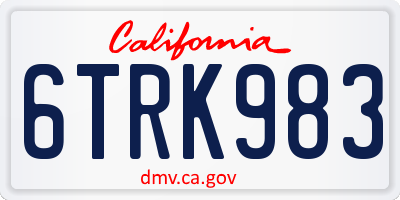 CA license plate 6TRK983
