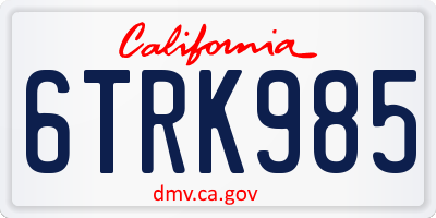 CA license plate 6TRK985