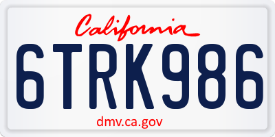 CA license plate 6TRK986