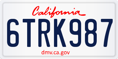 CA license plate 6TRK987