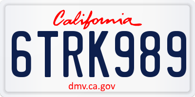 CA license plate 6TRK989