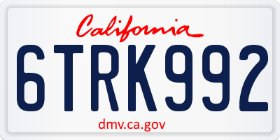 CA license plate 6TRK992